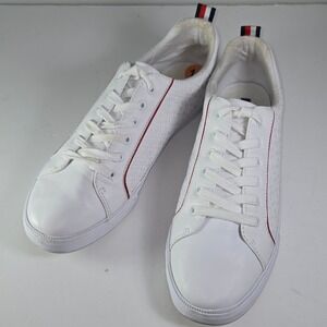 Tommy Hilfiger Women White Leather Logo Low Top Sneakers Size 11M